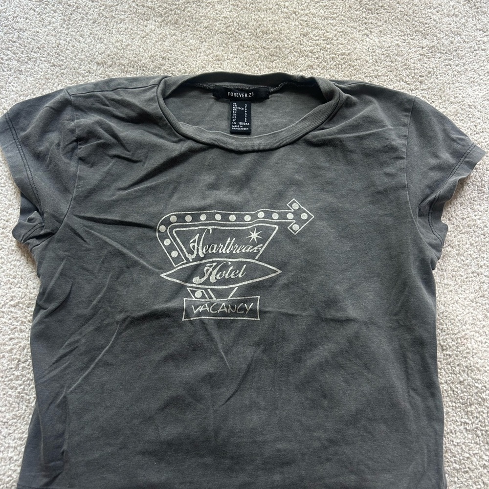 Forever 21 Charcoal Heartbreak Hotel Tee